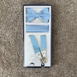 Light Blue Bow Tie and Suspender Set